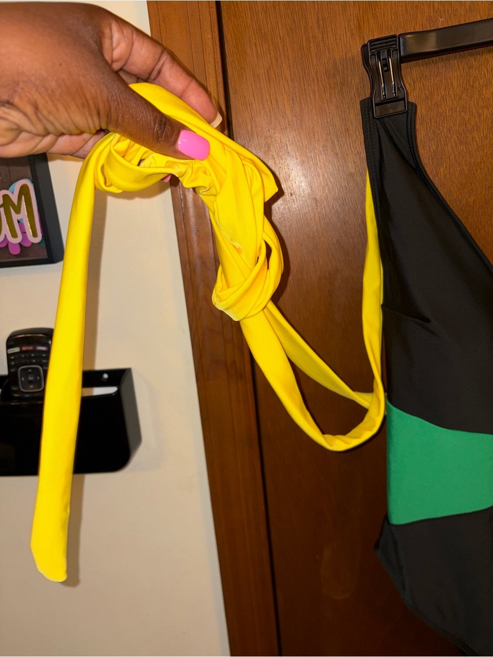 Black One-Piece Monokini Swimsuit with Yellow & Green Accents - Picture 3 of 6